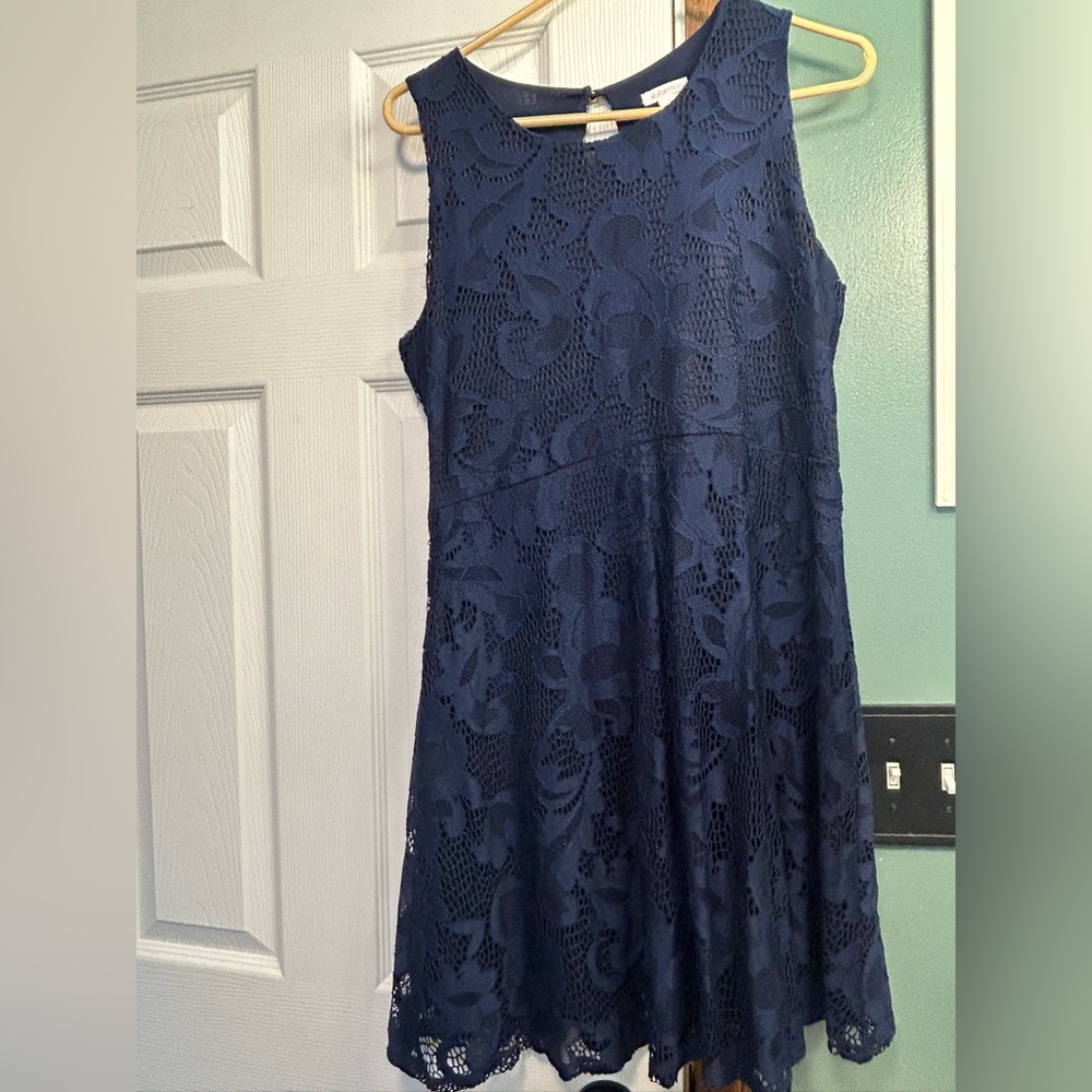 Elegant Navy Lace Dress